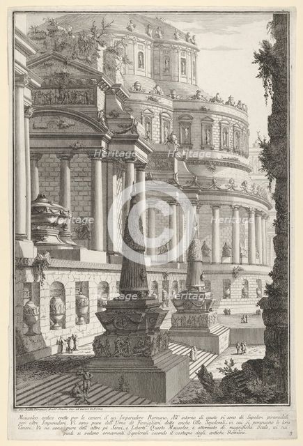 Plate 3: 'Ancient mausoleum erected for the ashes of a Roman emperor' (Mausoleo antico ere..., 1743. Creator: Giovanni Battista Piranesi.