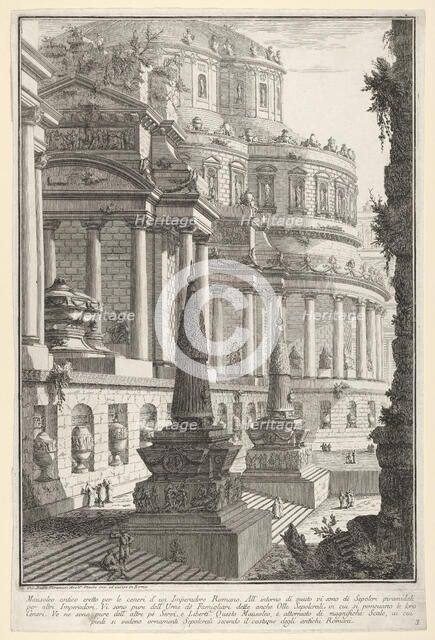 Plate 3: 'Ancient mausoleum erected for the ashes of a Roman emperor' (Mausoleo antico ere..., 1743. Creator: Giovanni Battista Piranesi.