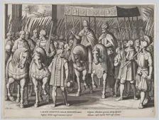 Plate 3: Charles V Crowned Emperor entering Rome with the Pope, from the Triumphs of Charl..., 1614. Creator: Cornelis Boel