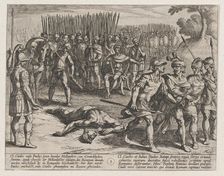 Plate 3: Claudius Civilis Arrested and his Brother Paulus Beheaded, from The War of the Ro..., 1611. Creator: Antonio Tempesta