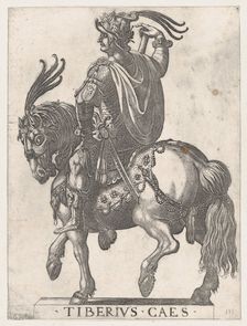 Plate 3: Emperor Tiberius on Horseback, from The First Twelve Roman Caesars 1596. Creator: Antonio Tempesta
