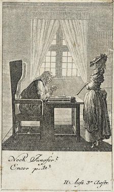 Plate 3 for C. L. Bretzner's The Marriage Broker 1784. Creator: Daniel Nikolaus Chodowiecki