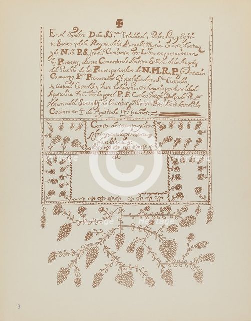 Plate 3: Pecos Book of Visitations: From Portfolio "Spanish Colonial Designs of New Mexico", 1935/19 Creator: Unknown.