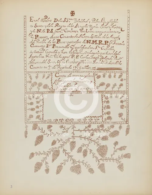 Plate 3: Pecos Book of Visitations: From Portfolio "Spanish Colonial Designs of New Mexico", 1935/19 Creator: Unknown.