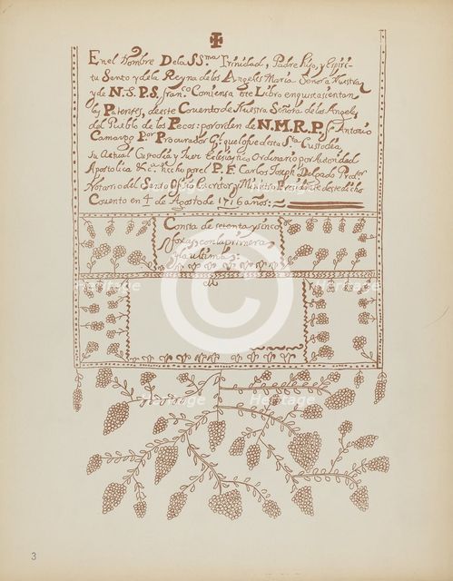 Plate 3: Pecos Book of Visitations: From Portfolio "Spanish Colonial Designs of New Mexico", 1935/19 Creator: Unknown.