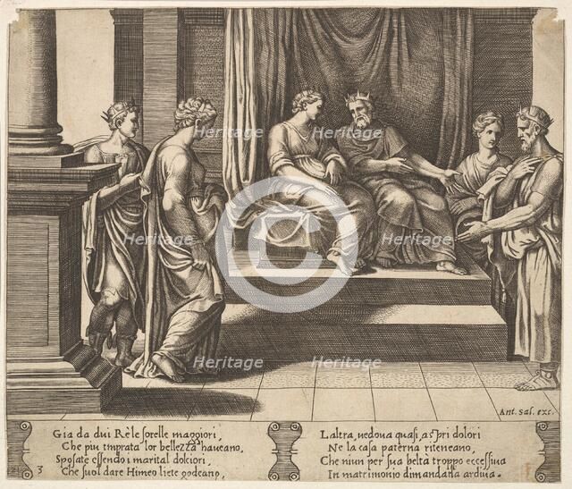 Plate 3: Psyche's two sisters are married to kings, from 'The Fable of Psyche', 1530-60. Creator: Master of the Die.