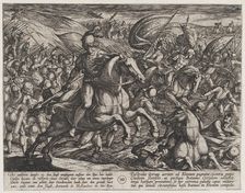 Plate 30: Cerialis Driving the Dutch into the Rhine, from The War of the Romans Against th..., 1611. Creator: Antonio Tempesta