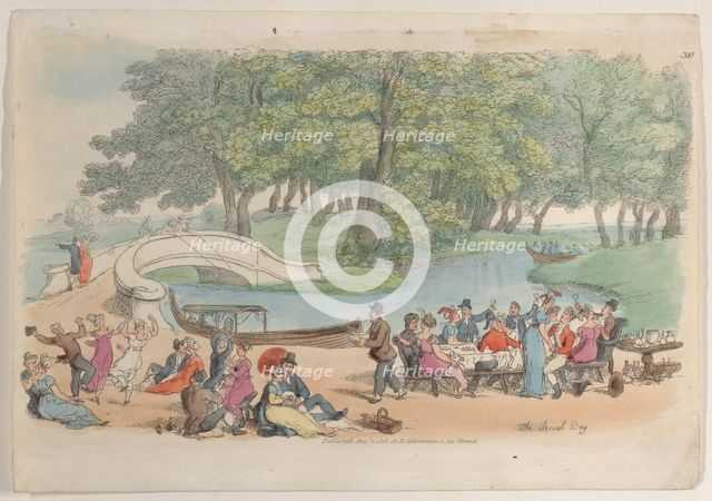 Plate 30: The Social Day, from "World in Miniature", 1816., 1816. Creator: Thomas Rowlandson.