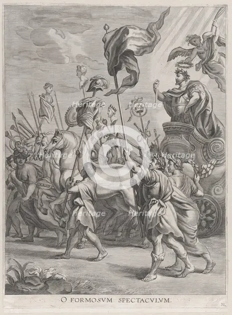 Plate 31: The triumph of Scipio Africanus; from Guillielmus Becanus's 'Serenissimi Princip..., 1636. Creators: Jacob Neeffs, Johannes Meursius, Willem van der Beke.