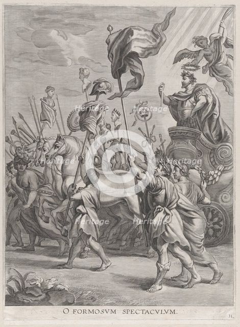 Plate 31: The triumph of Scipio Africanus; from Guillielmus Becanus's 'Serenissimi Princip..., 1636. Creators: Jacob Neeffs, Johannes Meursius, Willem van der Beke.