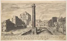 Plate 31: view of the column of Trajan, shown with its pedestal dug out from the earth, su..., 1606. Creator: Aegidius Sadeler II
