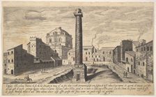 Plate 31: view of the column of Trajan, shown with its pedestal dug out from the earth, su..., 1606. Creator: Aegidius Sadeler II