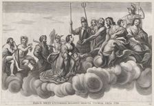 Plate 32: Venus asking Jupiter for protection; from Guillielmus Becanus's Serenissimi Pri..., 1636. Creators: Johannes Meursius, Willem van der Beke