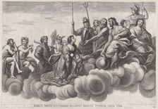 Plate 32: Venus asking Jupiter for protection; from Guillielmus Becanus's Serenissimi Pri..., 1636. Creators: Johannes Meursius, Willem van der Beke