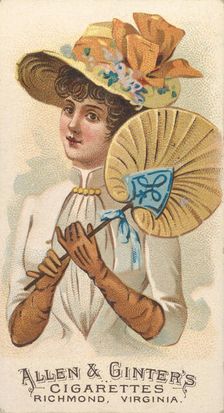 Plate 34, from the Fans of the Period series (N7) for Allen & Ginter Cigarettes Brands, 1889. Creator: Allen & Ginter