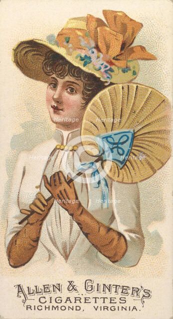 Plate 34, from the Fans of the Period series (N7) for Allen & Ginter Cigarettes Brands, 1889. Creator: Allen & Ginter.