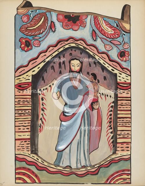 Plate 35: Saint Joseph in Wooden Niche: From Portfolio "Spanish Colonial Designs of New Mexico", 193 Creator: Unknown.