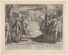 Plate 35: The Batavians Become Afraid and Begin Peace Talks, from The War of the Romans Ag..., 1611. Creator: Antonio Tempesta