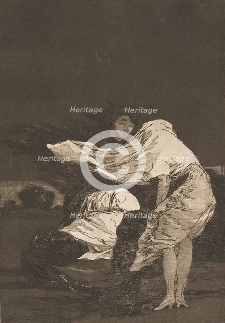 Plate 36 from 'Los Caprichos: A bad night (Mala noche.), ca. 1797-98. Creator: Francisco Goya.