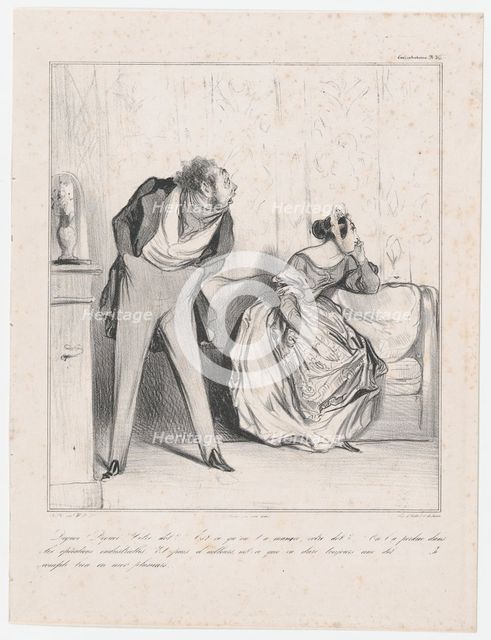 Plate 36: Well? Well? What about your dowry?, from 'Caricaturana,' published in Les Robert..., 1838. Creator: Honore Daumier.