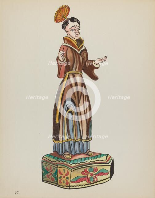 Plate 37: Saint Anthony: From Portfolio "Spanish Colonial Designs of New Mexico", 1935/1942. Creator: Unknown.