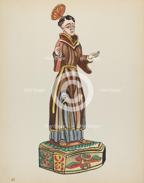 Plate 37: Saint Anthony: From Portfolio "Spanish Colonial Designs of New Mexico", 1935/1942. Creator: Unknown.