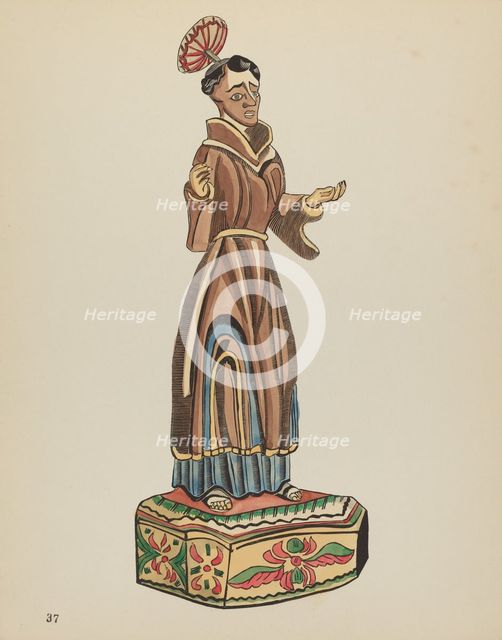 Plate 37: St. Anthony Bulto: From Portfolio "Spanish Colonial Designs of New Mexico, 1934/1942. Creator: Unknown.