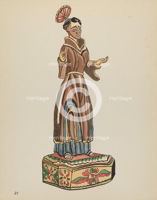 Plate 37: St. Anthony Bulto: From Portfolio "Spanish Colonial Designs of New Mexico, 1934/1942. Creator: Unknown.