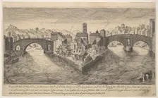Plate 37: view of the church of San Bartolomeo all'Isola on Tiber Island, Rome, flanked by..., 1606. Creator: Aegidius Sadeler II