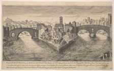 Plate 37: view of the church of San Bartolomeo all'Isola on Tiber Island, Rome, flanked by..., 1606. Creator: Aegidius Sadeler II