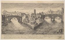 Plate 37: view of the church of San Bartolomeo all'Isola on Tiber Island, Rome, flanked by..., 1606. Creator: Aegidius Sadeler II