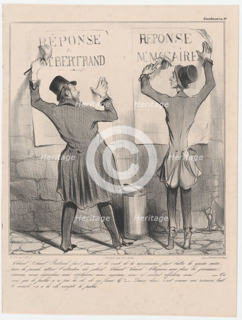 Plate 38: Chaud! Chaud! Bertrand, faut pousser à la vente de la merchandise..., 1838. Creator: Honore Daumier.