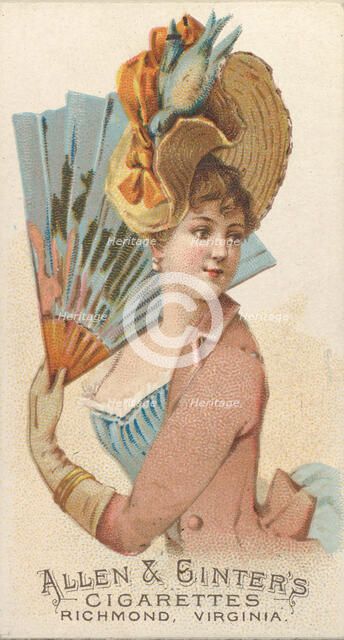 Plate 38, from the Fans of the Period series (N7) for Allen & Ginter Cigarettes Brands, 1889. Creator: Allen & Ginter.