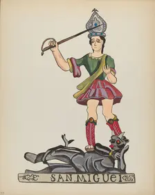 Plate 38: Saint Michael: From Portfolio "Spanish Colonial Designs of New Mexico", 1935/1942. Creator: Unknown