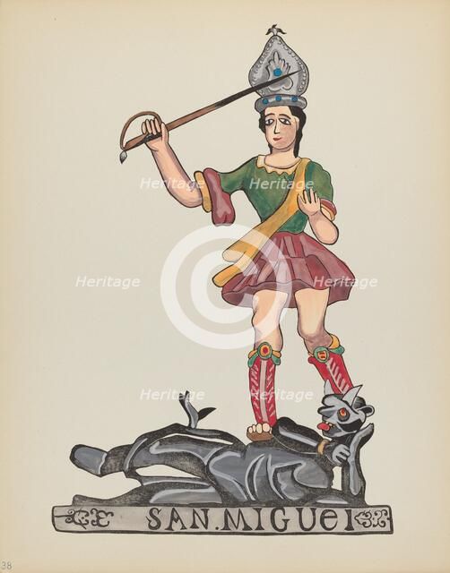 Plate 38: Saint Michael: From Portfolio "Spanish Colonial Designs of New Mexico", 1935/1942. Creator: Unknown.