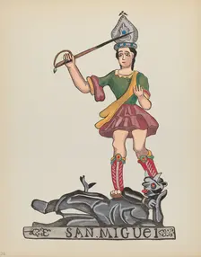 Plate 38: Saint Michael: From Portfolio "Spanish Colonial Designs of New Mexico", 1935/1942. Creator: Unknown