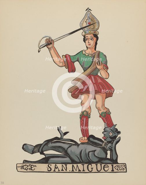 Plate 38: St. Michael: From Portfolio "Spanish Colonial Designs of New Mexico, 1934/1942. Creator: Unknown.