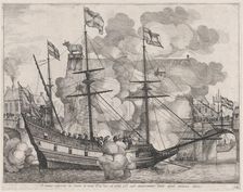 Plate 38: Triumphal ship with the city of Ghent in the background; from Guillielmus Becanu..., 1636. Creators: Johannes Meursius, Willem van der Beke