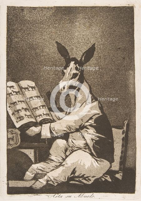 Plate 39 from 'Los Caprichos': And so was his grandfather. (Asta su Abuelo.), 1799. Creator: Francisco Goya.