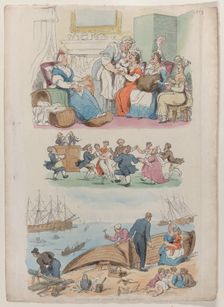 Plate 4: A Lying-in Visit, A Round Dance, from "World in Miniature", 1816., 1816. Creator: Thomas Rowlandson