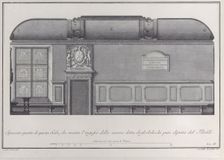Plate 4: cross-section of the Hall of the Institute of Bologna, with the entrance to the r..., 1756. Creator: Giovanni Battista Brostoloni