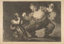 Plate 4 from the Disparates': Simpleton, ca. 1816-23 (private printing ca.1854). Creator: Francisco Goya