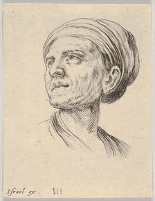 Plate 4: head of an old woman with a bonnet, looking left from Various heads and figures .., 1650. Creator: Stefano della Bella
