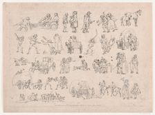 Plate 4, Outlines of Figures, Landscapes and Cattle...for the Use of Learners, Ma..., March 8, 1790. Creator: Thomas Rowlandson