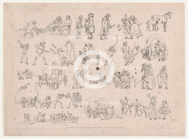 Plate 4, Outlines of Figures, Landscapes and Cattle...for the Use of Learners, Ma..., March 8, 1790. Creator: Thomas Rowlandson.