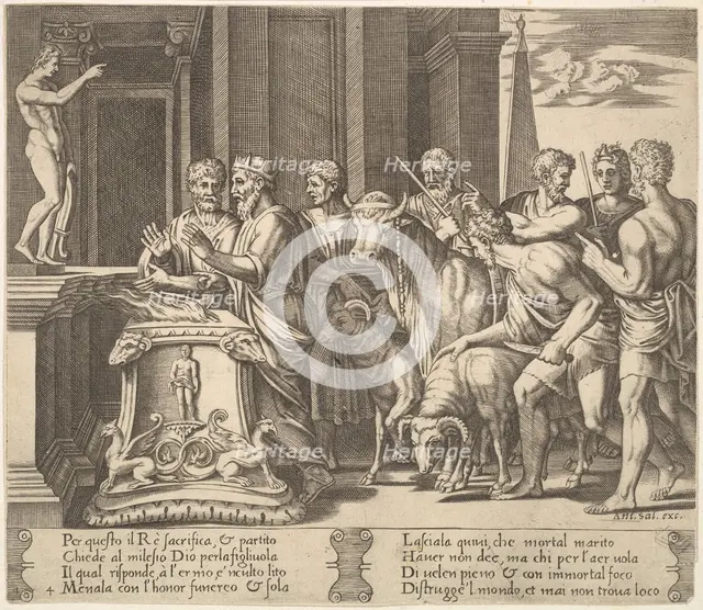 Plate 4: Psyche's father consulting the oracle, from 'The Fable of Psyche', 1530-60. Creator: Master of the Die.