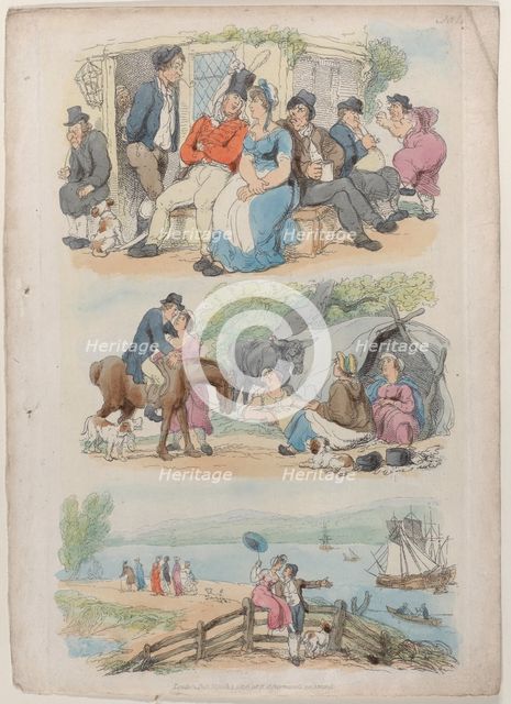 Plate 4: Recruiting, from "World in Miniature", 1816., 1816. Creator: Thomas Rowlandson.