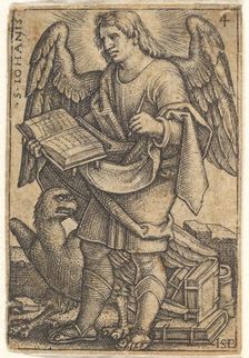 Plate 4: Saint John with his head turned three-quarters to the left, with a book in his ri..., 1541. Creator: Sebald Beham