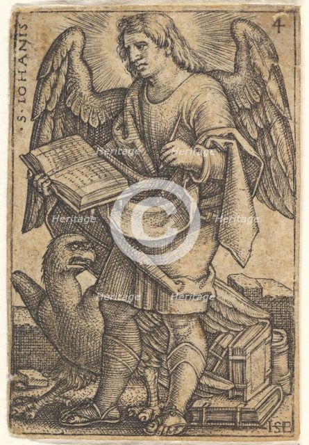 Plate 4: Saint John with his head turned three-quarters to the left, with a book in his ri..., 1541. Creator: Sebald Beham.