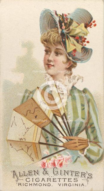 Plate 40, from the Fans of the Period series (N7) for Allen & Ginter Cigarettes Brands, 1889. Creator: Allen & Ginter.